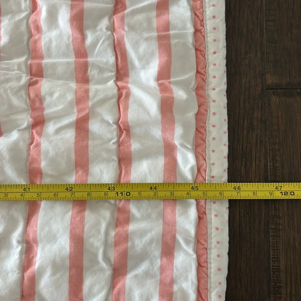 Vintage The Land Of Nod Pink‎ White Striped Cat Throw Baby Blanket Nursery Crib